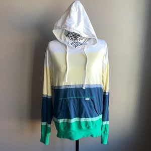 Billabong White, Yellow, Navy, & Green Long-Sleeve Hoodie Shirt